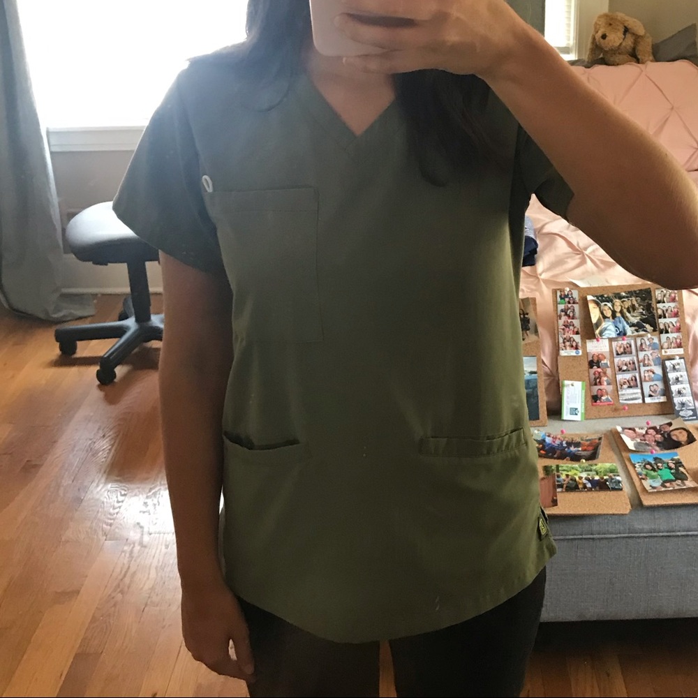 Olive Green Scrub Top